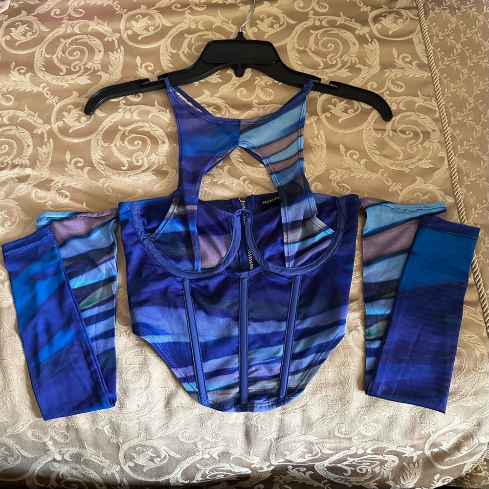 PrettyLittleThing long sleeve corset top